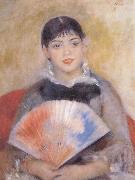 Pierre Auguste Renoir, girl witb a f an